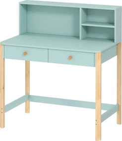 AIYAPLAY gyerekíróasztal — 3 nyitott rekesz és 2 fiók, tömör fenyő lábak, 90×52×105 cm, 5–12 év | Aosom