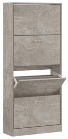 betonszürke szerelt fa cipőszekrény 63x24x147 cm