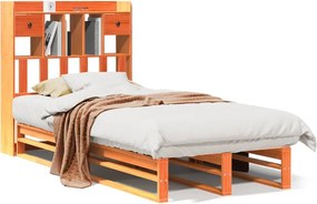 vidaXL barna tömör fenyőfa könyvespolcos ágy matrac nélkül 75 x 190 cm
