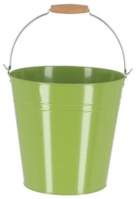 Cink kerti vödör, fa fogóval, 10,75 literes, zöld