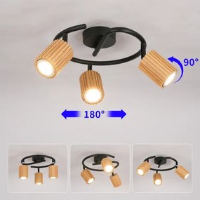 Brilagi - Spotlámpa MODERN WOOD 3xGU10/8W/230V gumifa/fekete