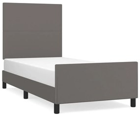 szürke műbőr ágykeret fejtámlával 80 x 200 cm