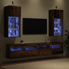 vidaXL Fali TV szekrények 2 pcs Öreg fa 40,5 x 30 x 90 cm Faanyag