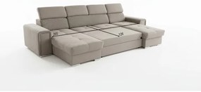 Ággyá nyitható ülőgarnitúra univerzális U-formájú sarokrésszel és tárolóval SALVADA bézs