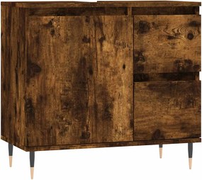 vidaXL füstös tölgy színű szerelt fa fürdőszobaszekrény 65x33x60 cm