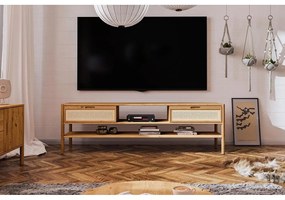 Tölgyfa TV-állvány 204x64 cm Pola - The Beds