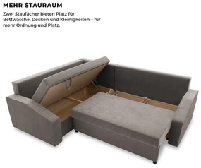 Grande Plus sarokkanapé, baloldali, szövet anyag, szürke
