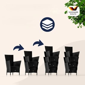 Deuba Berlin 1+6 rattan kerti garnitúra - fekete/fa