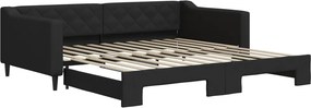 vidaXL fekete kihúzható szövet heverő 100 x 200 cm