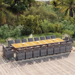 21 részes szürke polyrattan kerti étkezőgarnitúra párnákkal