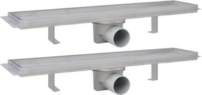 vidaXL 2db lineáris rozsdamentes acél zuhany lefolyó 530 x 140 mm