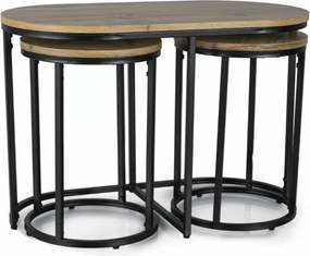 Konferenciasztal TWIXE kis asztalkákkal 75x40 cm, fekete/tölgy artisan dekorációval