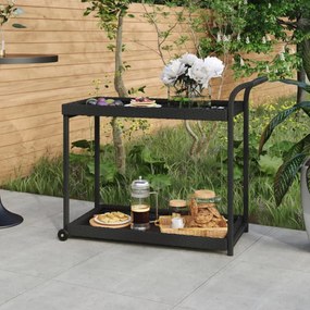 fekete polyrattan bárkocsi 100 x 45 x 83 cm