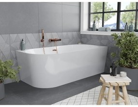 Mexen Mia, szabadon álló sarokkád, jobb, 170 x 80 cm, fehér, rózsaszín arany túlfolyó, 52691708000P-60