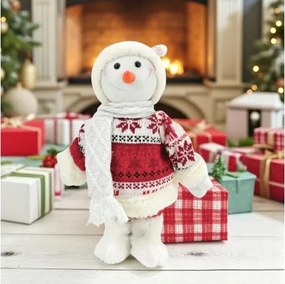 Hóember figura, világító és zenélő, 32 cm-es, varázslatos karácsonyi hangulat, Télapó