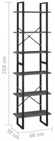 2 db szürke forgácslap tárolópolc 60 x 30 x 210 cm