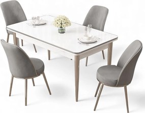 Rewa étkezőgarnitúra, fehér-króm, 110 cm – TR240CHR3045