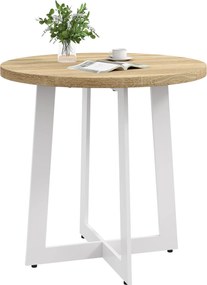 HOMCOM Kerek Étkezőasztal 4 Személynek Modern Konyhai Asztal Fából Készült Asztallappal és Kereszt Acél Alapval Étkezőbe Ø80x75 cm Tölgy | Aosom