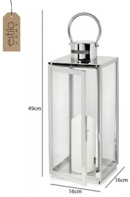 Dekoratív lámpás, 49 cm, fényes króm