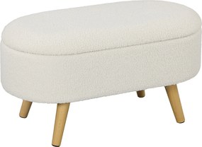 HOMCOM Tárolópad, Kárpitozott Pad Fedéllel, Ágy Pad Teddy Velúr Hatással, Előszobába, Hálószobába, Nappaliba, Fa Keret 82 x 41 x 45 cm Fehér | Aosom