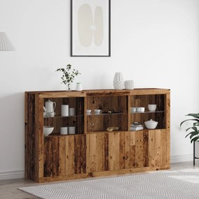 LED világítással rendelkező oldalszekrény Régi fa 181.5x37x100 cm Mérnöki fa