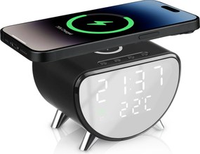 Óra Ébresztőóra Indukciós Töltővel Qi Hőmérő 3 Riasztás Dátum