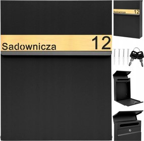 Postaláda Fekete Laminált Felirat Cím Utca Szám