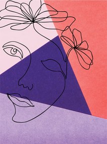 Fotótapéta Vonalak és virágok Minimalizmus Absztrakt Pasztell 206x275 +ragasztó