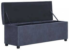 szürke művelúr pad tárolórekesszel 116 cm