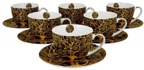 Gustav Klimt porcelán csésze hat személyes szett díszdobozban Életfa 250 ml