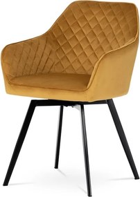 Elegáns Bársony Étkezőszék Sárga Színben Forgó Mechanizmussal. DCH-425 YEL4
