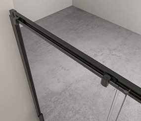 Erga Alpine, tolóajtós zuhanykabin 90 (ajtó) x 90 (fal) x 195 cm, 6mm átlátszó üveg, fekete profil, ERG-V02-ALPINE-D090G090-BK