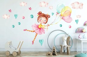 Kislány léggömbökkel gyermek falmatrica 60 x 120 cm
