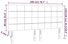 kék szövet LED-es fejtámla 200x5x118/128 cm