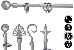 VALANCE GLOBE szürke fém függönykarnis 120-210 cm