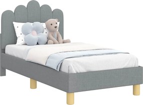 vidaXL Gyerekágy keret fejtámlával Világosszürke 70 x 140 cm szövet