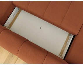 Téglavörös kinyitható-tárolóhelyes sarokkanapé (jobb oldali-U alakú) Fuji – Bobochic Paris