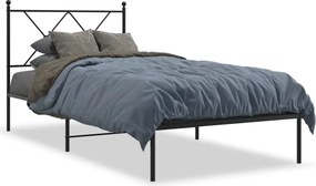 vidaXL fekete fém ágykeret fejtámlával 90 x 190 cm