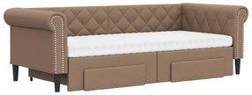 cappuccino színű kihúzható műbőr heverő fiókkal 90 x 200 cm