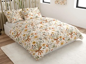 Polipamut ágynemű FLORAL RIBBON POLY krém színű Ágyneműhuzat mérete: 2 db 70 x 90 cm | 200 x 220 cm
