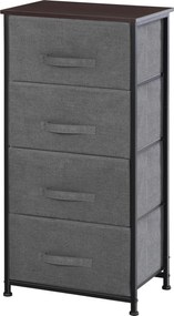 HOMCOM Szövet Fiókos Komód Tárolóegység 4 Fiókkal, 45L x 30W x 92H cm, Szürke Fém Váz | Aosom