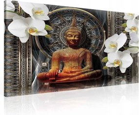 Vászonkép 60x40 Buddha meditáció nyugalom harmónia spiritualitás orchideák Ázsia zen