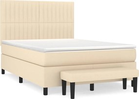 vidaXL krémszínű szövet rugós ágy matraccal 140 x 190 cm