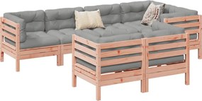 vidaXL 7 részes tömör duglászfenyő kerti társalgószett párnával