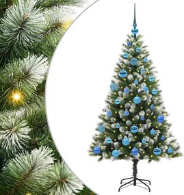 vidaXL Műanyag csuklós karácsonyfa bolyhos hóval Zöld és fehér 150 cm