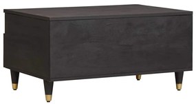 vidaXL Dohányzóasztal fiókkal Fekete 80 x 54 x 40 cm Tömör Mangófát