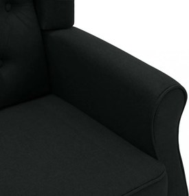 fekete szövet fotel lábzsámollyal