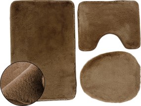 Fürdőszobaszőnyeg Csúszásgátló Lombok Puha Bolyhos Barna 3 részes