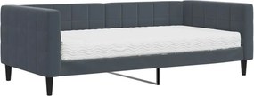 vidaXL sötétszürke bársony heverő matraccal 90 x 190 cm