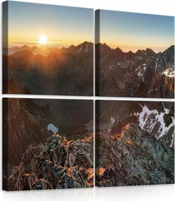 Vászonkép 50x50 Hegyi táj napfelkelte hegyek csúcsok természet nyugalom